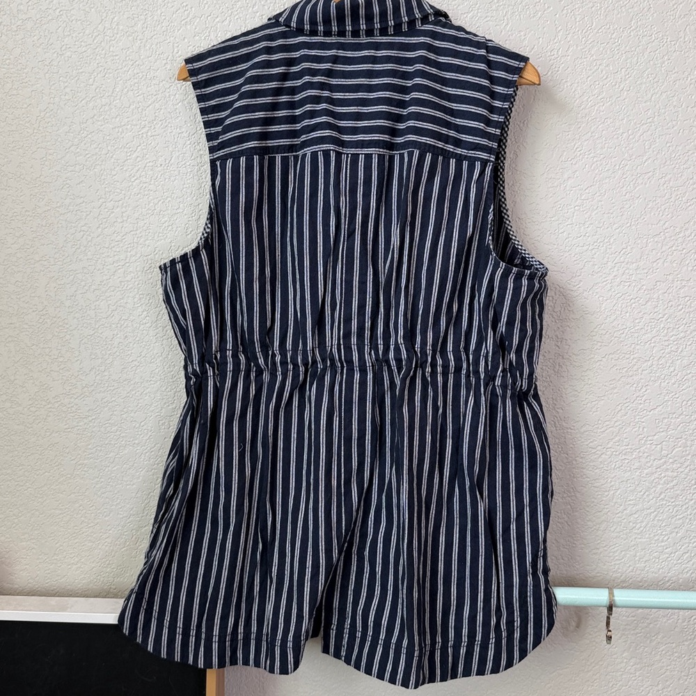 Skies Are Blue Cinch Vest Striped Blue White Plus Size XXLarge - Picture 7 of 10